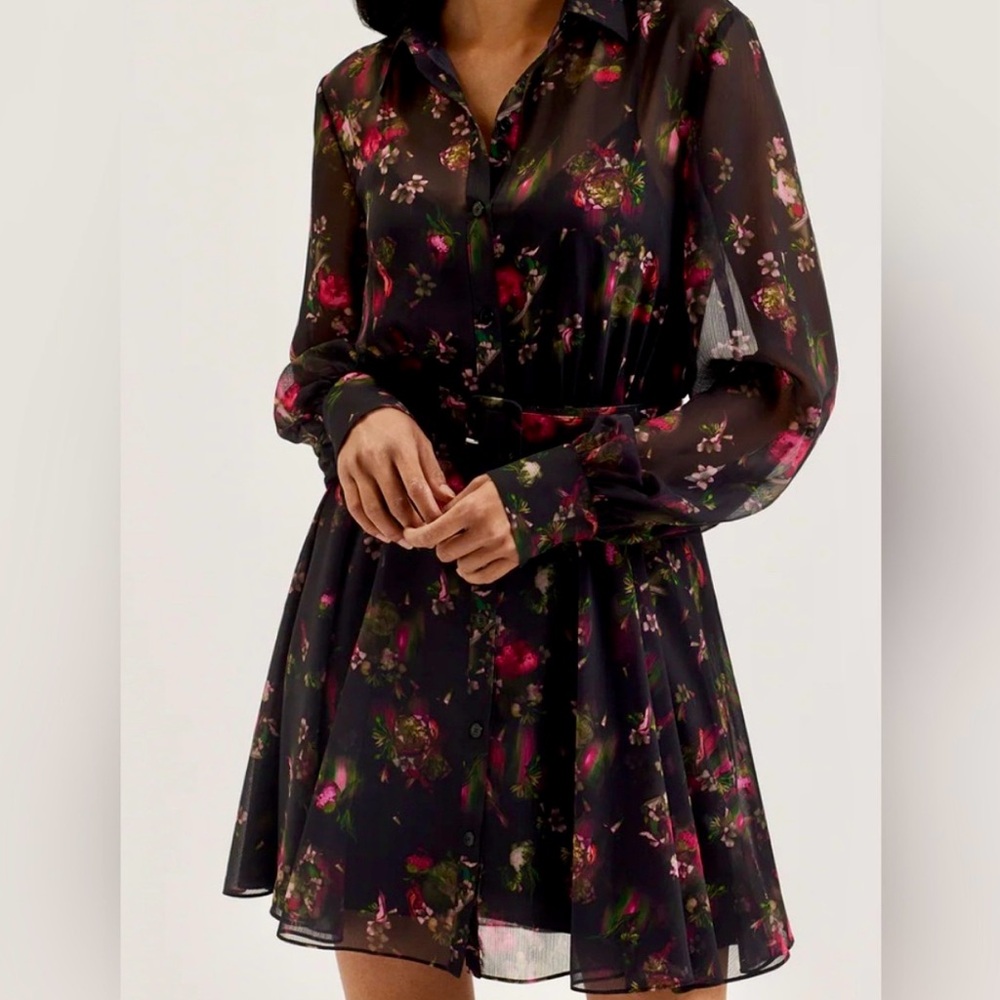 Ted Baker London Black Floral Long Sleeve Dress